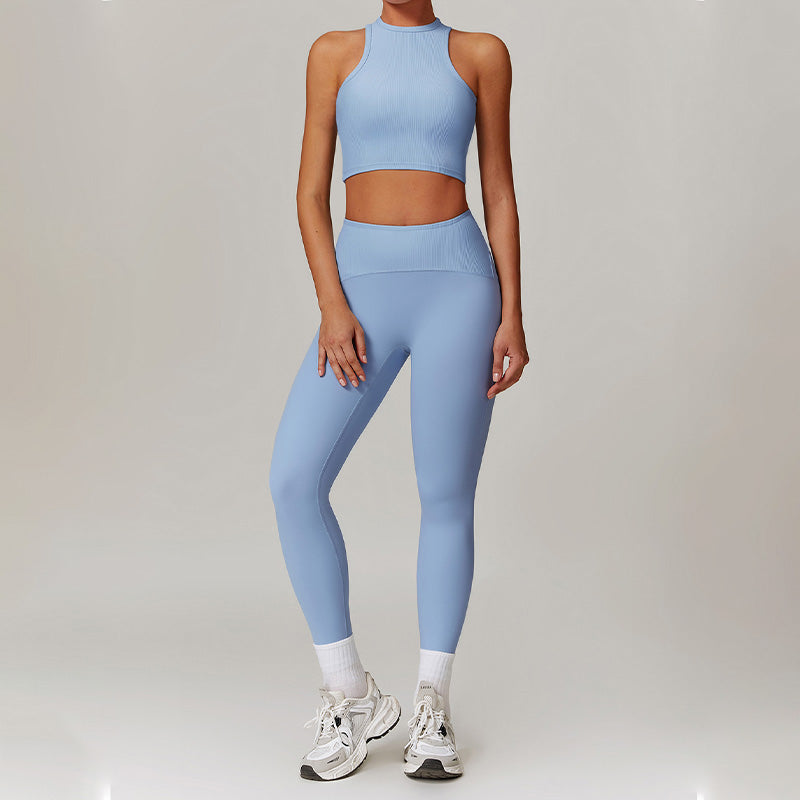 racerback yoga tank top & High-waisted Leggings 2-pieces Set