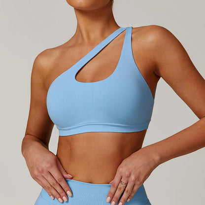 Seamless one shoulder Hollow out Fitness Bra