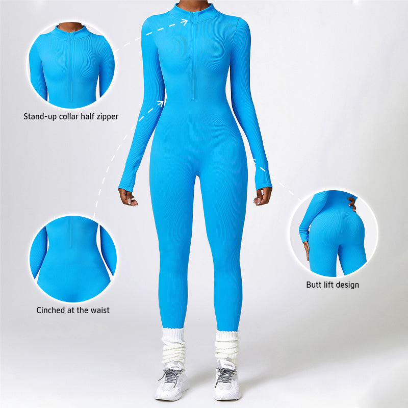 Winter skinny long-sleeved sports jumpsuit