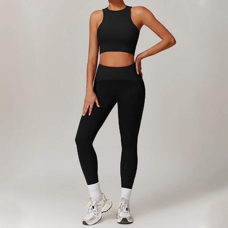 racerback yoga tank top & High-waisted Leggings 2-pieces Set