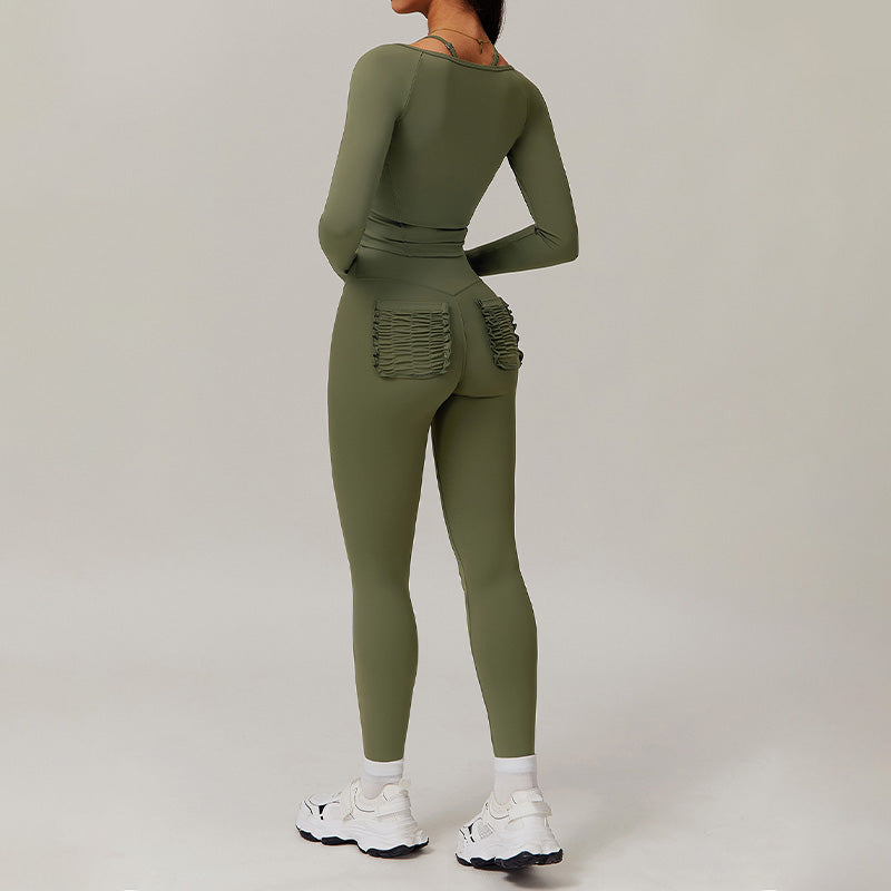 Long Sleeve Fitness jacket + High-waist leggings 2-piece set