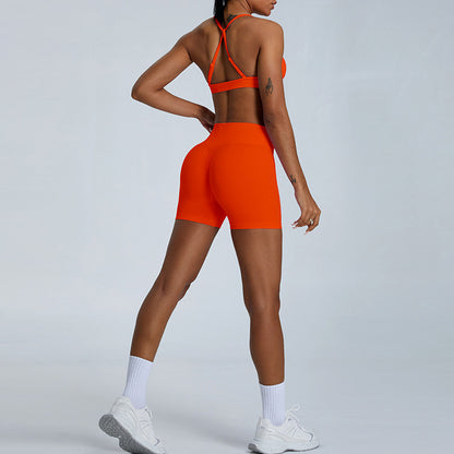 New pleated sports bra & seamless shorts sets