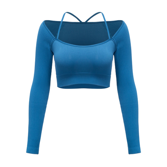 Seamless knitted sports long-sleeved top