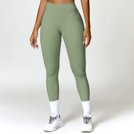 Solid high-waisted hip-lifting athletic leggings