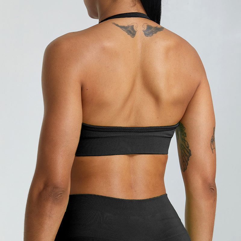 Seamless Quick-Dry Halter U Neck Gym Bra