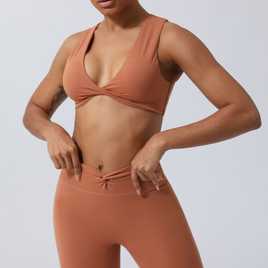 Ensembles de sport deux pièces soutien-gorge torsadé et leggings