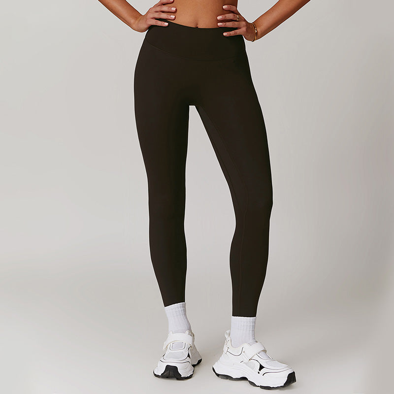 Solid high-waisted hip-lifting athletic leggings