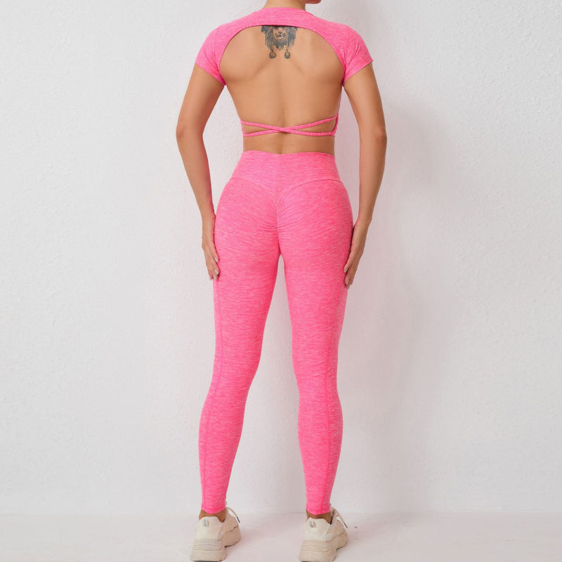 New crossover tight running two-piece sports set