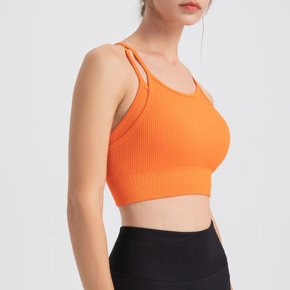 Thin shoulder straps double layer sports bra