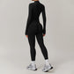 Quick Drying Zip Sports Jacket+High-waisted Hip-lifting Running Leggings