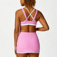 Ultra-Soft Cross Back Gym Bra + Skirts Yoga Set