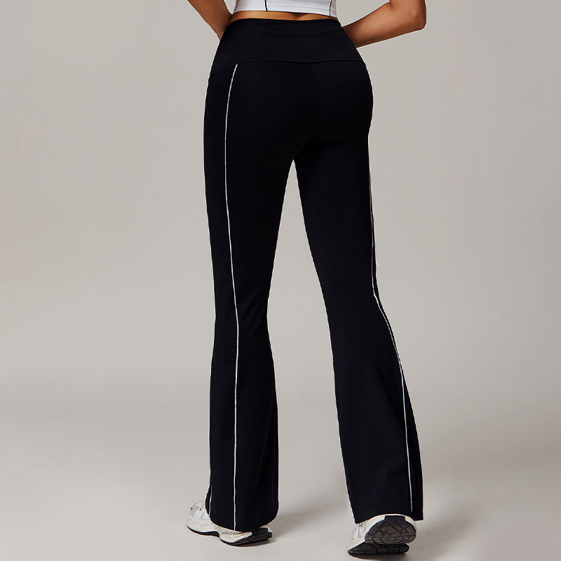 High-waisted nude slimming flared pants