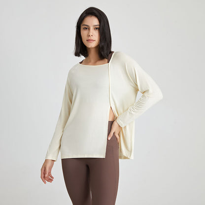 Solid side split sports top