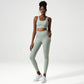 Back crossover solid sports bra + pants two-piece set