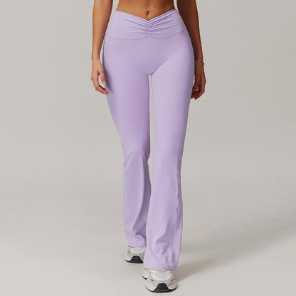 High-waisted hip-lifting bell-bottom leggings