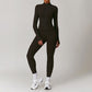 Long Sleeve Full Zipper Fitness jacket + High waist leggings 2-piece set