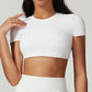 Cross Backless Short Sleeve Sports Crop Top