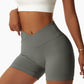 Cross-waisted hip-lift sports shorts