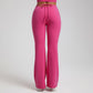 High stretch solid color sports flared pants