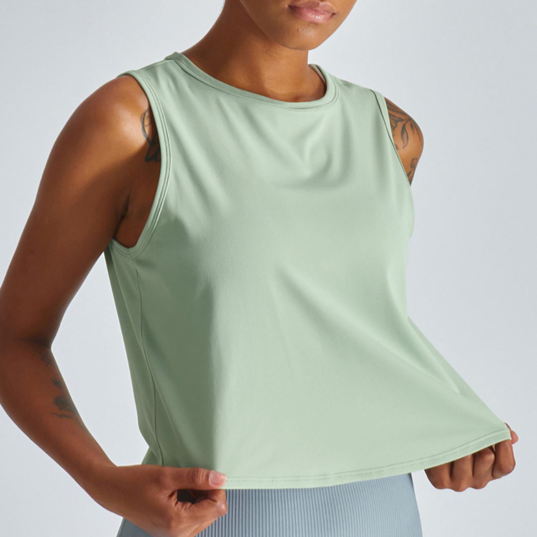 Solid color cropped sports tank tops