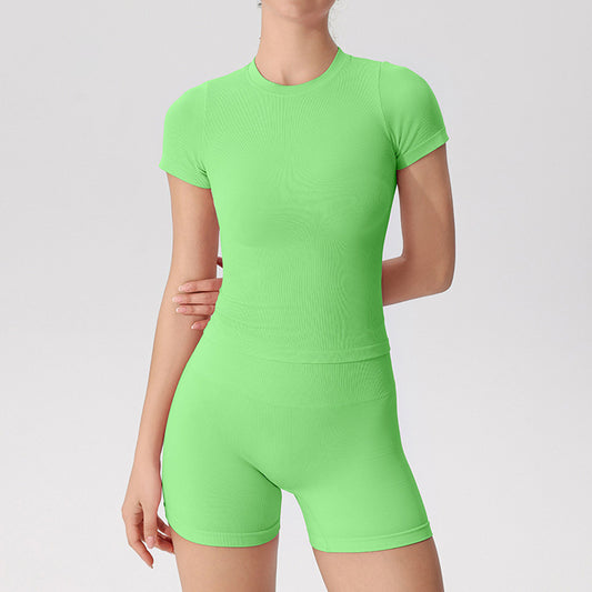 Seamless Quick Dry Yoga Top + Shorts 2-Piece Set