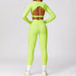 Quick-Dry long sleeve sports crop top + High waist legging 2-pieces set