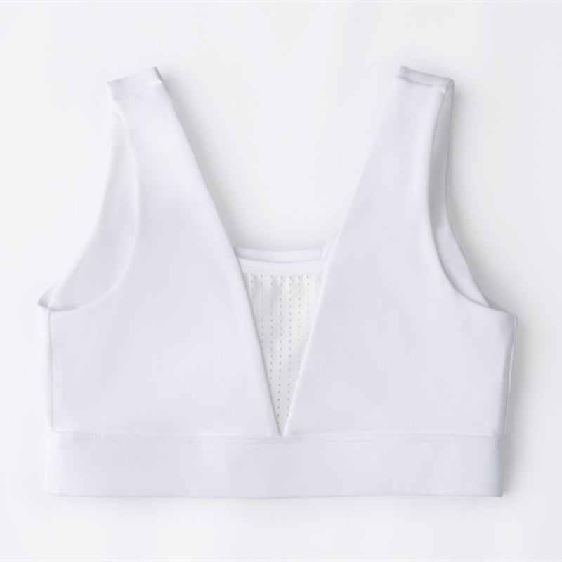 Breathable V-neck mesh fitness sports bras