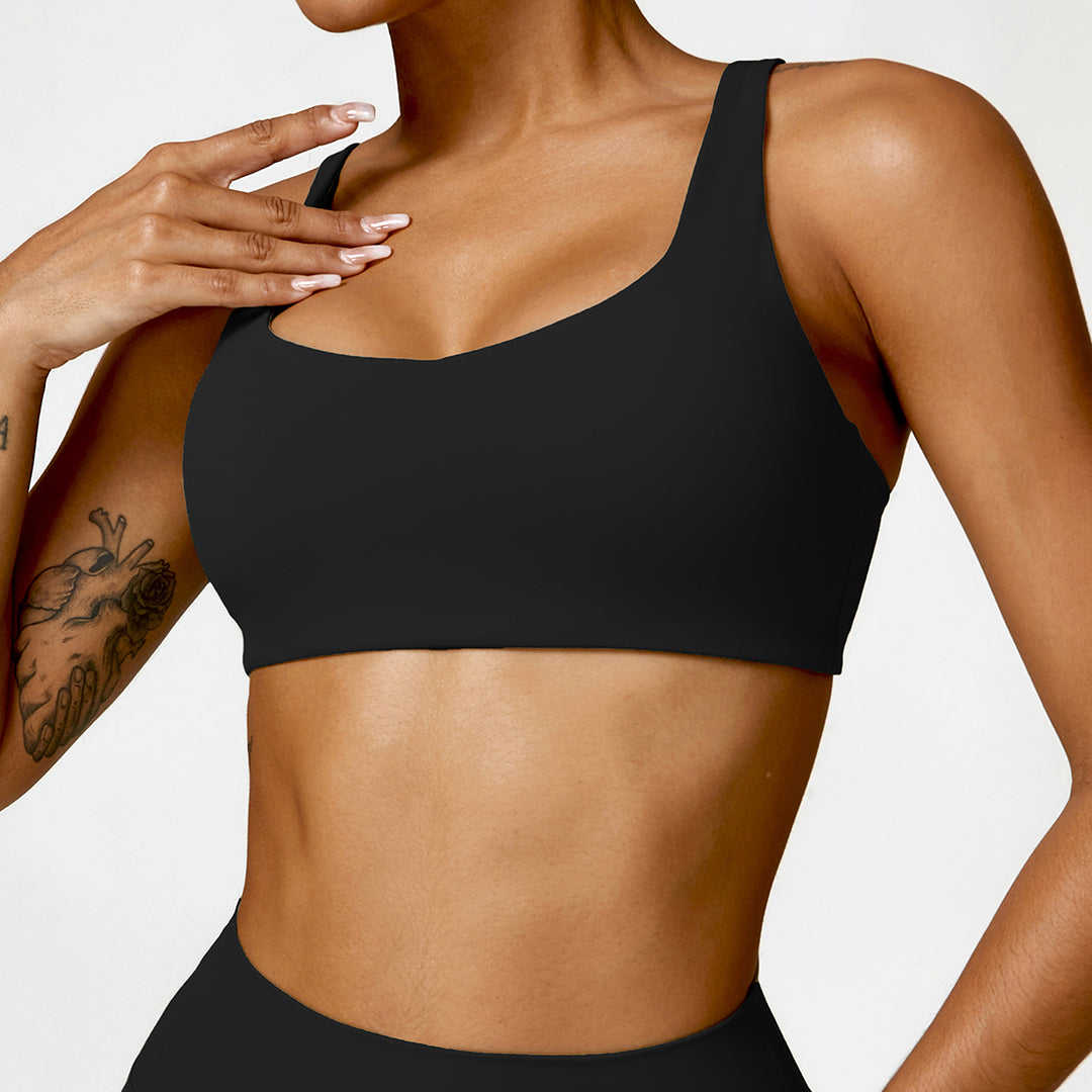 Solid color straight back sports bra