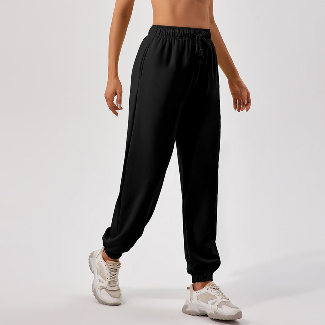 Pantalon de jogging droit ample taille haute