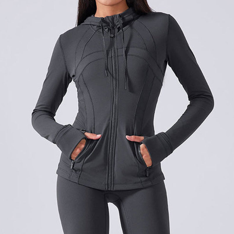 Long Sleeve Zipper Hooded Sport Jacket