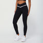 Contrasted Color cross V-waist tight sports leggings