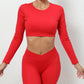 Long-sleeved backless cropped sports top