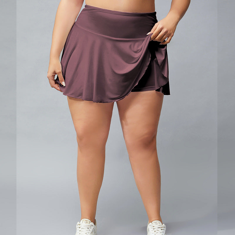 Plus  size solid drawstring double-layer sports shorts