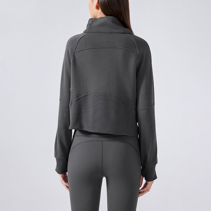 Half Zipper Stand Collar Thickened Warm Sweatshirt Jacket