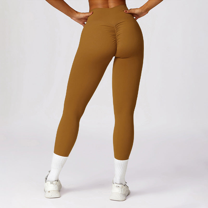 Solid high-waisted hip-lifting athletic leggings