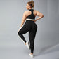 Large size contrast sports bra + Leggings 2-piece set