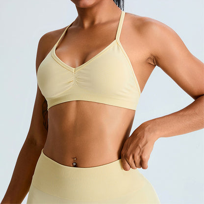 Seamless Thin Straps Cross Back Sports Bra