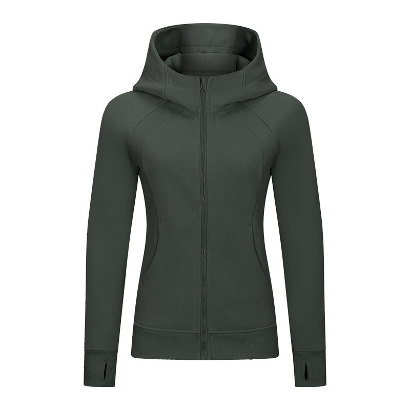 Solid color zipper hoodie