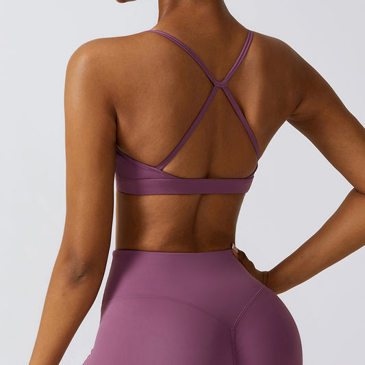 Crossed back fitness yoga bra