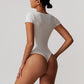 Quick-Dry V Neck Short Sleeve Thong Bodysuits