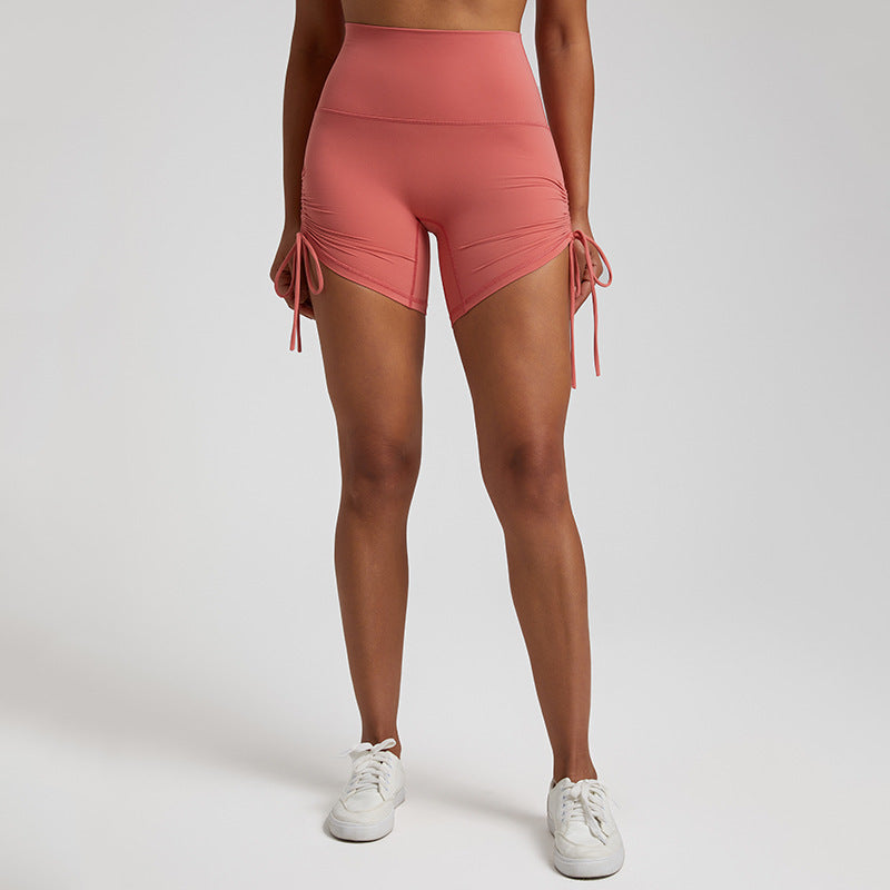 Solid bottom drawstring sports shorts