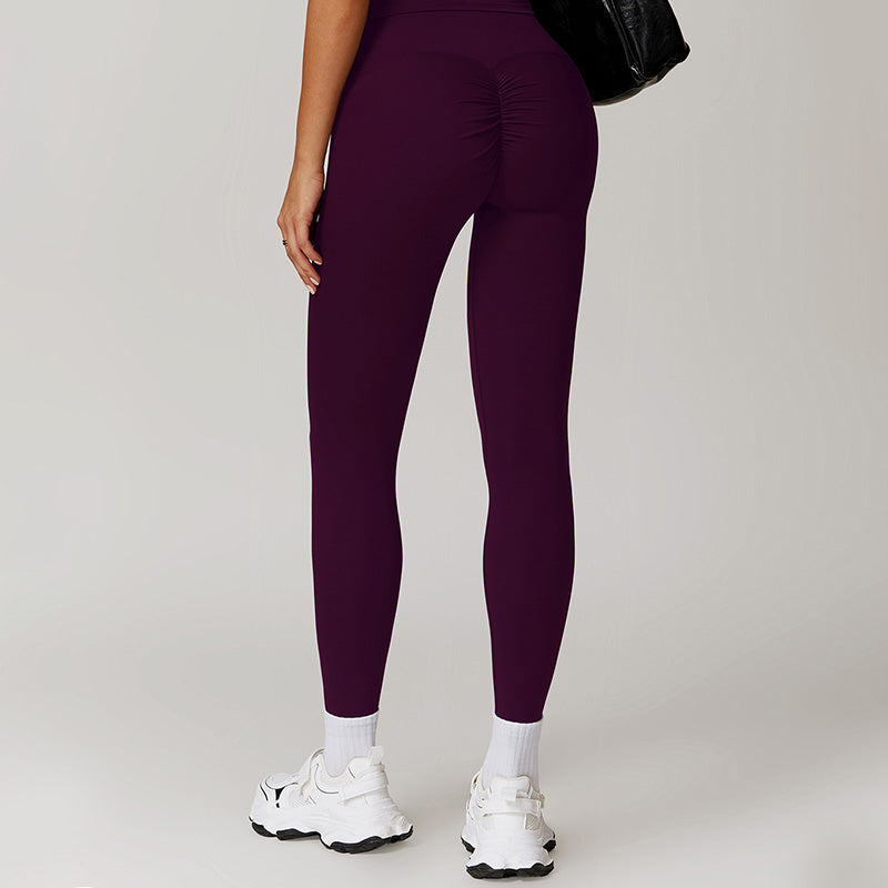 Solid high-waisted hip-lifting athletic leggings