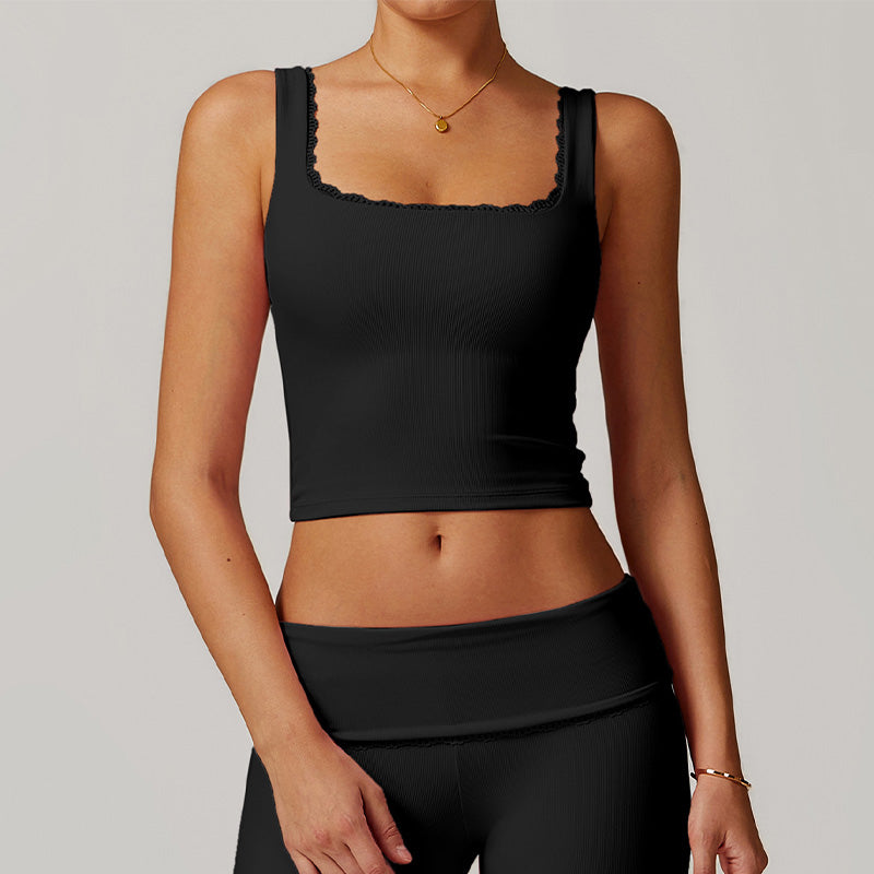 Lace tight waist sports vest