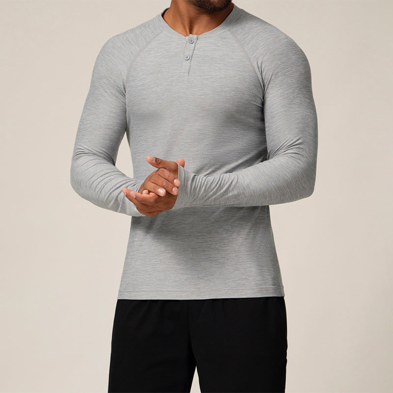 Men's sports quick dry button long sleeve top