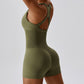 Solid color seamless buttock lift sports jumpsuit