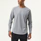 Men's solid color round neck long sleeved sports top