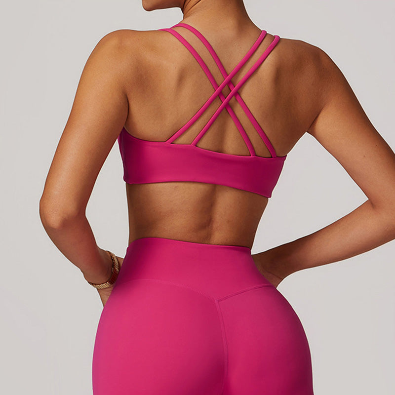 Brushed tight cross back sports bra