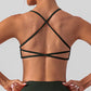 Back crossed thin shoulder strap yoga training bra