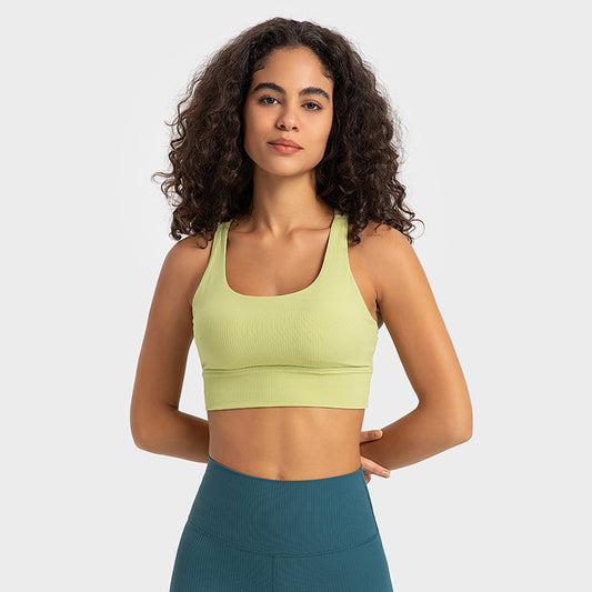 Cross back solid sports bra