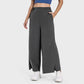 Side pockets waist-cinched wide-leg pants